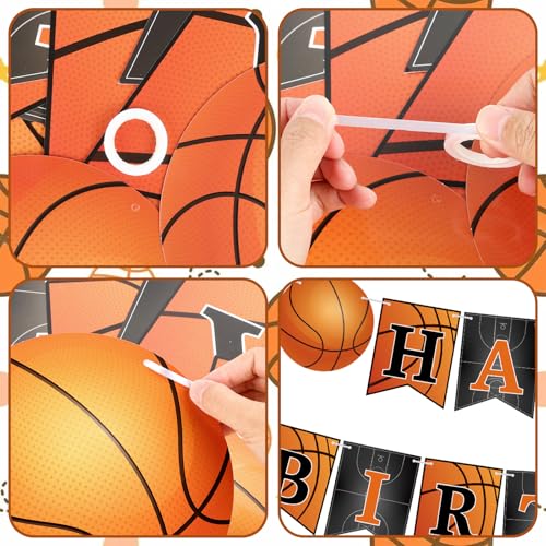Image of Hooqict Basketball Happy Birthday Banner Birthday Party Decorations Basketball Party Banner Garland Sign for Kids Boys Men Sport Theme Game Day Decorations Supplies