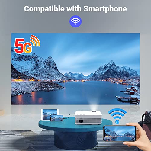 Image of Native 1080P Projector, Projector With WiFi and Bluetooth Projector, 5G 9500lumen Mini Movie Outdoor Projector Compatible with iOS /Android, TV Stick, HDMI, USB