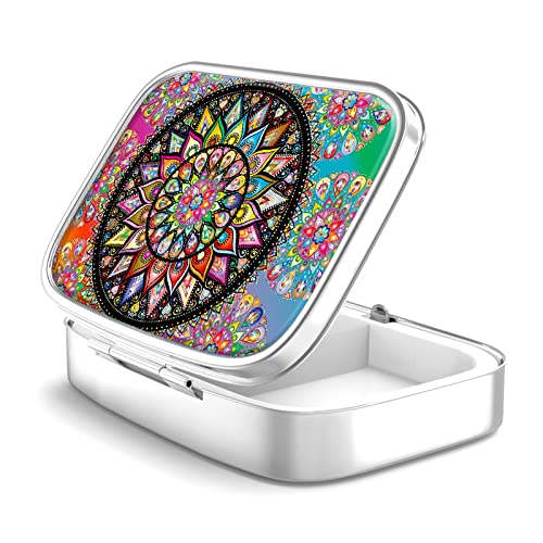 Pillendoosje 2 Compartiment Geneeskunde Pillendoosje, Draagbare Pillendoosje voor Zak of Portemonnee Pillendoosje Decoratieve Metalen Geneeskunde Vitamine Organizer Unieke Gift
