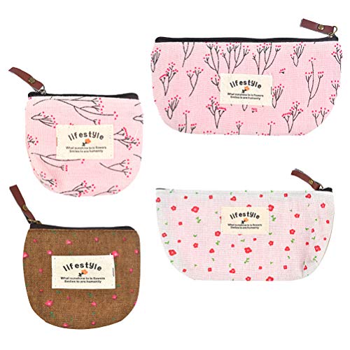 Preisvergleich Produktbild 4 Stück Kosmetiktasche Mäppchen,Federmäppchen Stiftemäppchen Federtasche,Klein Münzbeutel Münztasche,Tragbare Kulturtasche Makeup Tasche Waschtasche,Auch für Schreibwaren Reisen Kleingeld (2Größen)