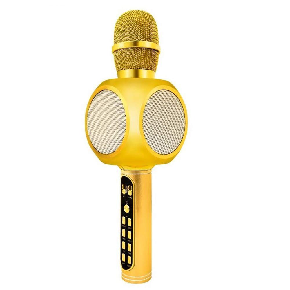 Karaoke Microphone Multifunctional Handheld Wireless Microphone Capacitor Built-In Bluetooth Speaker, Suitable for Iphone, Ipad, And All Smartphones,Yellow