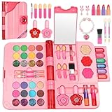 Aomig Set de Maquillaje para Niñas, Juego de Maquillaje Niña Lavable, Estuche Maquillaje Niña, Kit de Cosméticos Lavable, Regalo de Princesa Niñas para Cumpleaños Navidad Fiesta, Forma de Cuaderno