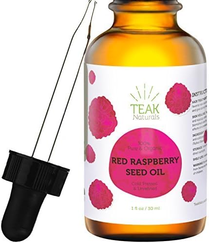 RED RASPBERRY SEED OIL by Teak Naturals, 100% Organic, Natural for Face, Hands, Scars, and Breakouts 1 oz