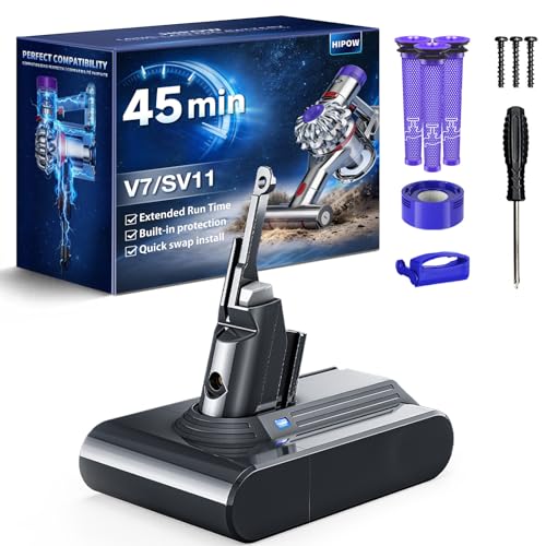 Image of HIPOW 45 Minutes V7 for Dyson V7 Battery Replacement, Compatible with Dyson V7 Animal /Trigger /Motorhead /HEPA /Car+Boat /Absolute /SV11 Series Cordless Vacuum Cleaner