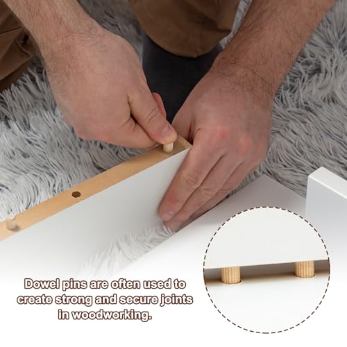 PATIKIL 100 Stück 8 x 80mm Holzdübel Set, Riffelholzdübel Holzstifte Dübel Set Gerillte Holzübelstifte Dübel Holz mit Rillen für Zimmerei Möbel Tür Kunsthandwerk Projekte