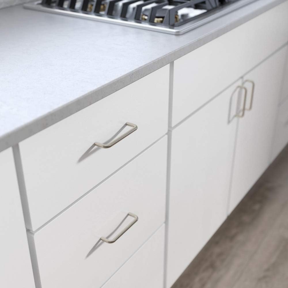Silverline P5101/ P5102/ P5103 Solid Wire Pulls Ultra-Minimal Cabinet Handles for Cupboard Drawer Pulls (25, Satin Nickel, Centers 3-3/4" (96mm))