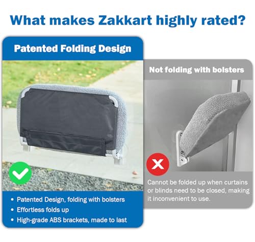 Zakkart Foldable Cat Hammock for Window - Cordless, Embeded Machine Washable Bed, Robust Metal Frame - Cat Window Perch for Large Cats and Kittens (White Bolster Bed, Medium) - Thumbnail 3