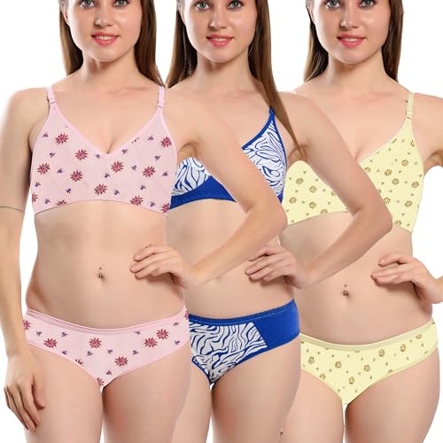 Image of Full Coverage Cotton Non Padded Bra Panty Set for Women Lingerie Sets for Honeymoon