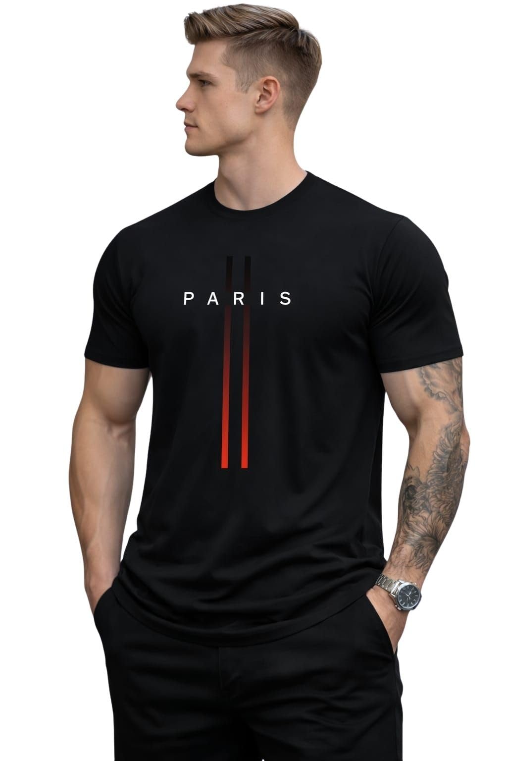 wild elephant Men Printed Round Neck | Short Sleeve Polyester T-Shirt-picture-53
