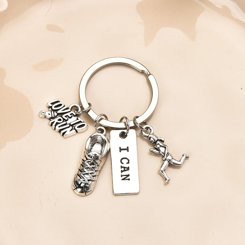 Runner Gifts Running Lovers Keychain Motivational Gifts for Women Girls Sports Gifts for Runners Marathon Key Chains Track Gifts Love to Run Keychains Inspirational Gifts for Women Girls