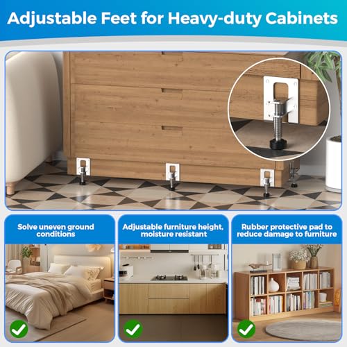 8 Stück Verstellbare Möbelfüße Set, 55/102mm Schwerlast-Möbel-Nivellierfüße, Höhenverstellbare Füsse für Möbel mit 48 Kleine Schraube und 1 Inbusschlüssel für Schränke Regale Schränke Werkbank