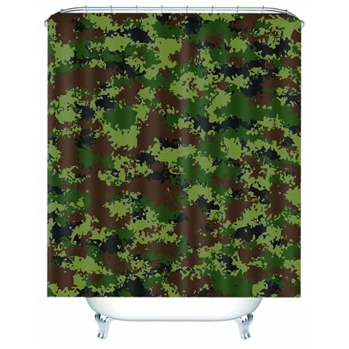 Rideau de salle de bain polyester étanche vert marron lavable machine - 2