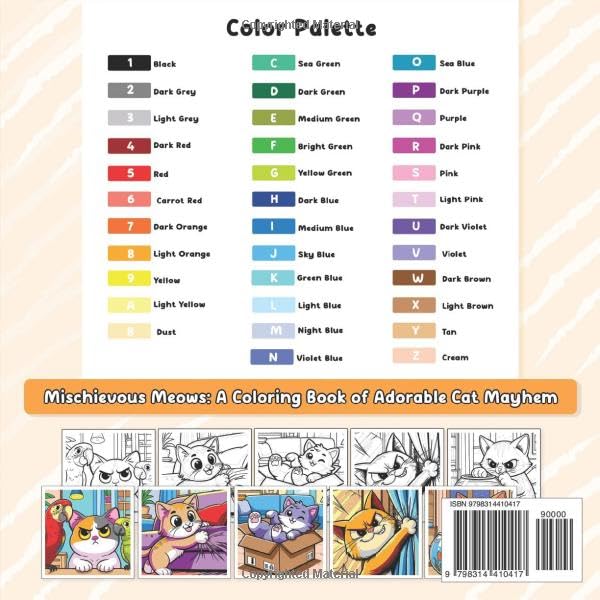 Color By Number Bold & High-Detailed Naughty Cats: A Coloring Book of Adorable Cat Mayhem for Adults and Teens to Find Joy in the Playful Chaos - Image 2