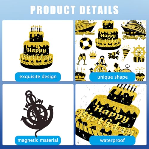Imanes decorativos negro oro para cumpleaños 16 unidades miniatura 3