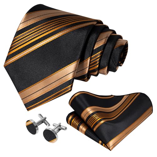 Image of 5PCS Mens Premium Silk Tie, Pocket Square, Cufflinks, Drilled Tie Ring and Lapel Pin Set for Wedding Groom Party