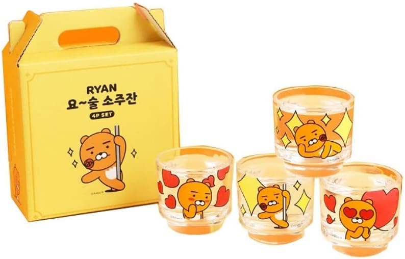 Amazon.com | Kakao Ryan Soju Glasses Magic Alternating Temperature Soju Shot Glass set of 4: Shot Glasses