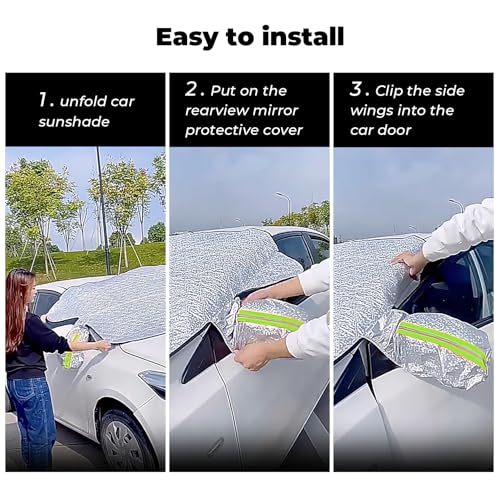 Image of Heavy Duty Windshield Cover for Winter Ice Snow Frost, Longer and Wider to fit SUVs and Trucks, Pefect for Car SUV Truck Winter, Ultra Thick Protective Windscreen Cover (70 x 50)