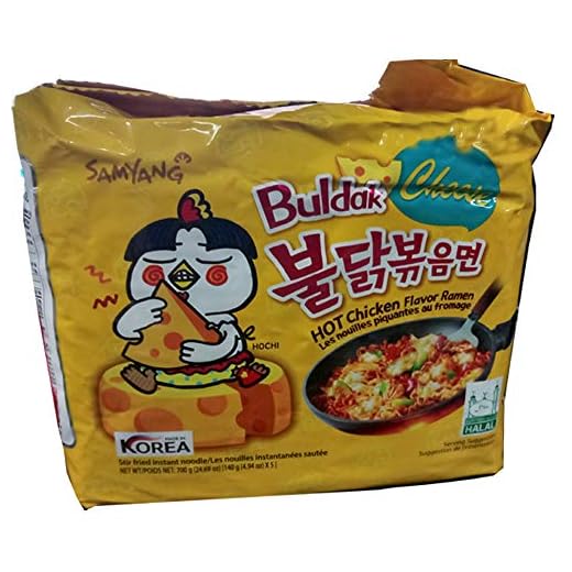Fusion Select 2016 new Samyang Ramen / Spicy Chicken Roasted Stir Buldak Noodles Cheese Flavor, 4.93 oz (Pack of 10)