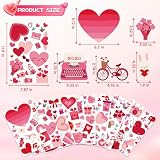 Valentines Day Window Clings, Cute Valentine's Decoration for Home, Classroom, Office, Sticker Decals Decor for Kids, Glass Windows & Doors, 9 Sheets