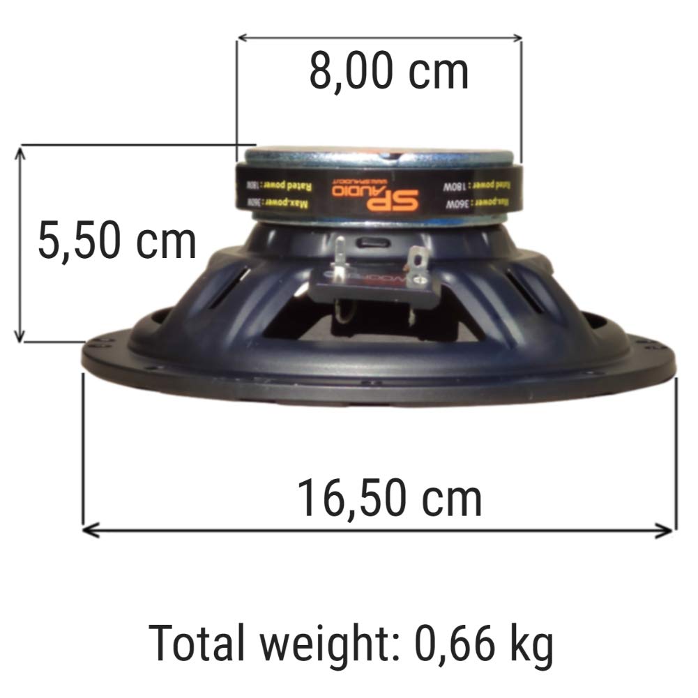 KIT SET PER SP AUDIO SP-EM6.5 KIT, 1 kit a 2 vie da 6,5 16,5 cm 165 mm, da 200 watt rms 400 watt max, 4 ohm, con 2 midrange, 2 tweeter