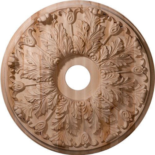 Image of Ekena Millwork 24 inchOD x 3 7 /8 inchID x 2 1 /4 inchP Carved Florentine Ceiling Medallion, Cherry (Fits Canopies up to 7 inch)