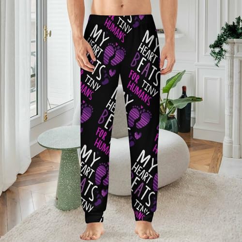 My Heart Beats For Tiny Humans Men's Pajama Bottoms Sleep Lounge Soft Comfy Pants Sleepwear2