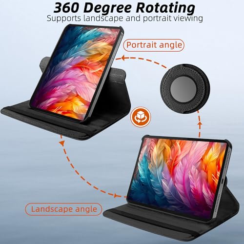 Image of TGK 360 Rotatable Smart Flip Cover for Lenovo Idea Tab Pro 12.7 Inch 2025 TB-373FU TB-375FC Tablet Case (Black)
