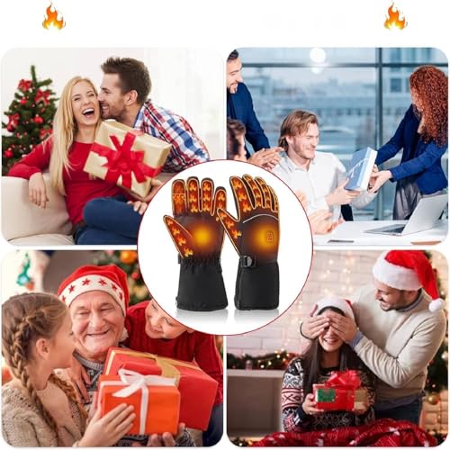 Beheizbare Handschuhe Damen Herren,7.4V 4000 mAh Akku USB Beheizte Handschuhe, 3 Heizstufen,Touchscreen Beheizbare Motorradhandschuhe,fur kifahren,Wandern,Radfahren,Motorradfahren (A)