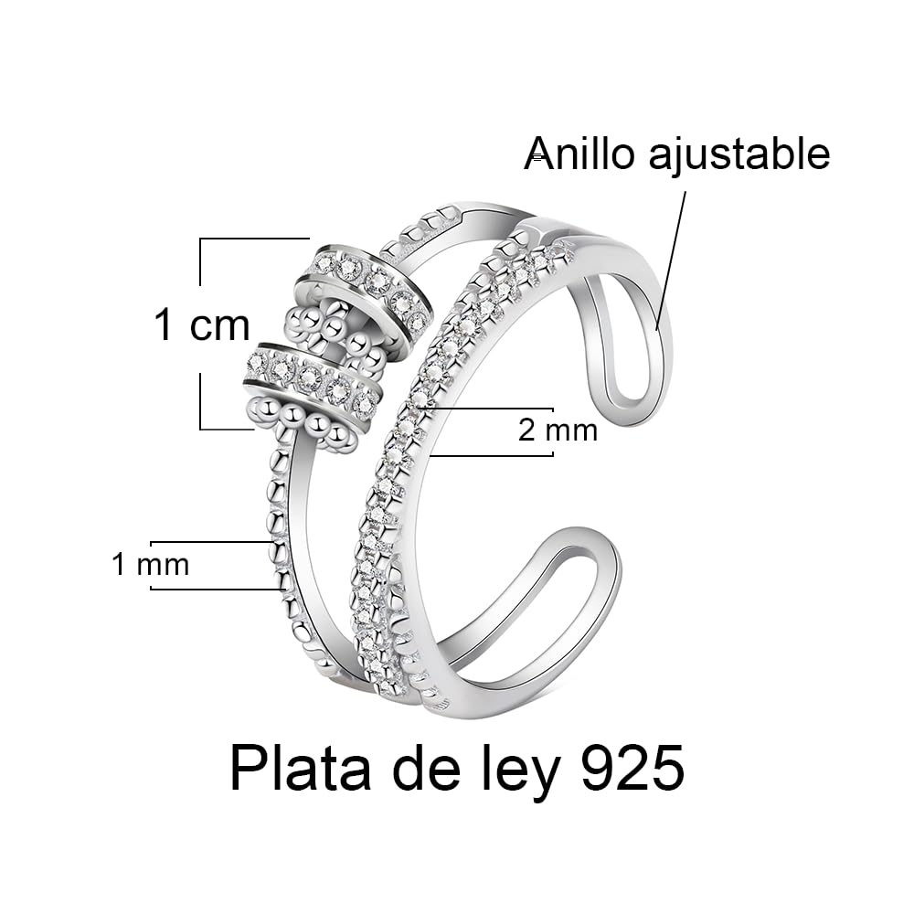 Anillo Mujer de Plata Sterling 925 Anillo Inspirador y Alentador para Hijas para Mujeres Niñas Tamaño Ajustable Pulgar Ajustable Anillos Abrible