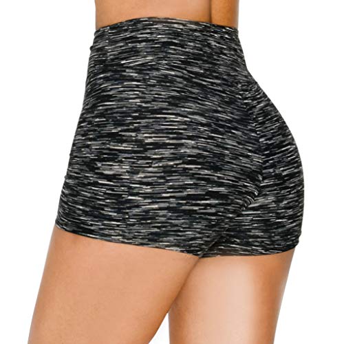Image of ALWAYS Women Workout Yoga Shorts - Premium Soft Solid Stretch Cheerleader Running Dance Volleyball Short Pants Space Dye Black 2XL