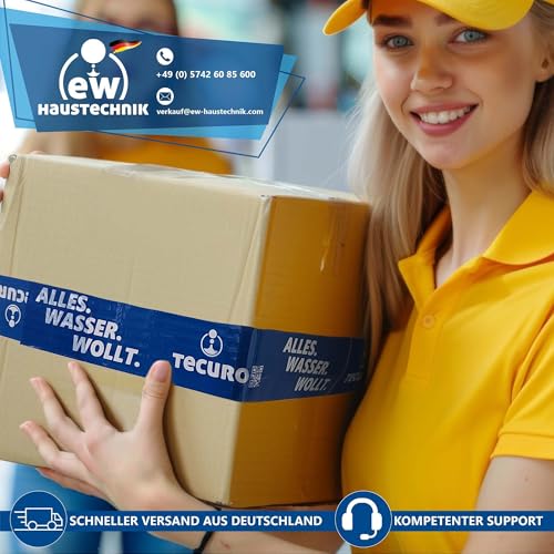 tecuro Universal S-Auslauf für Wandarmaturen 100 mm,Wasserhahn mit Mischdüse 3/4 Zoll konisch dichtend, für Bad und Küche, Messing glanzverchromt