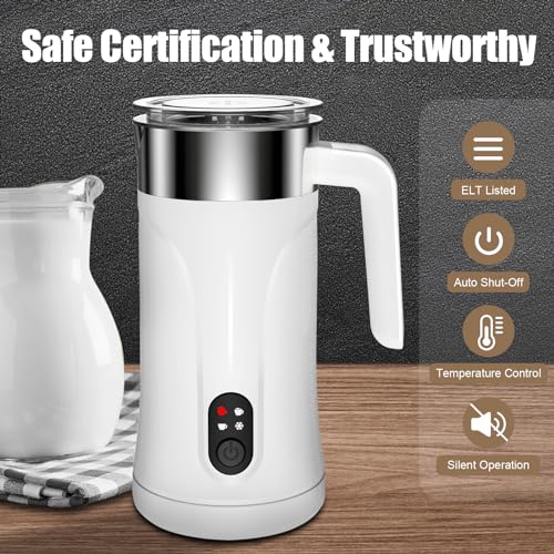Image of Milk Frother, 4 in 1 Milk Frother, Steamer and Steamer, 10oz /300ml, Automatic Hot and Cold Foam Machine and Milk Warmer, Electric Milk Frother for Coffee