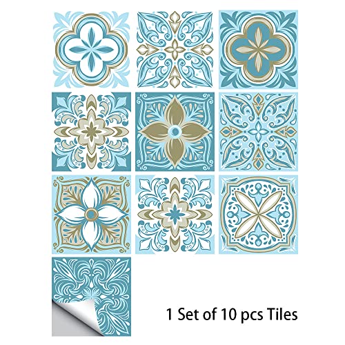 Peel and Stick Floor Tile,Blue Floral Texture Vinyl Flooring,Self
