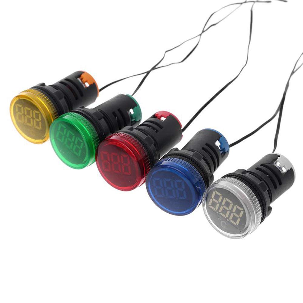 BRUYOMEI LED Thermometer Indicator Blue Light LED Digital Display Temperature Induction Ranging 3pcs 22mm AC 50-380V