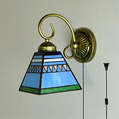 Image of Kiven Wall lamp E26 1-Light Plug-in Bulb not Included Wall Sconce Glass Shade 6 Foot Black Cord(BD0511)
