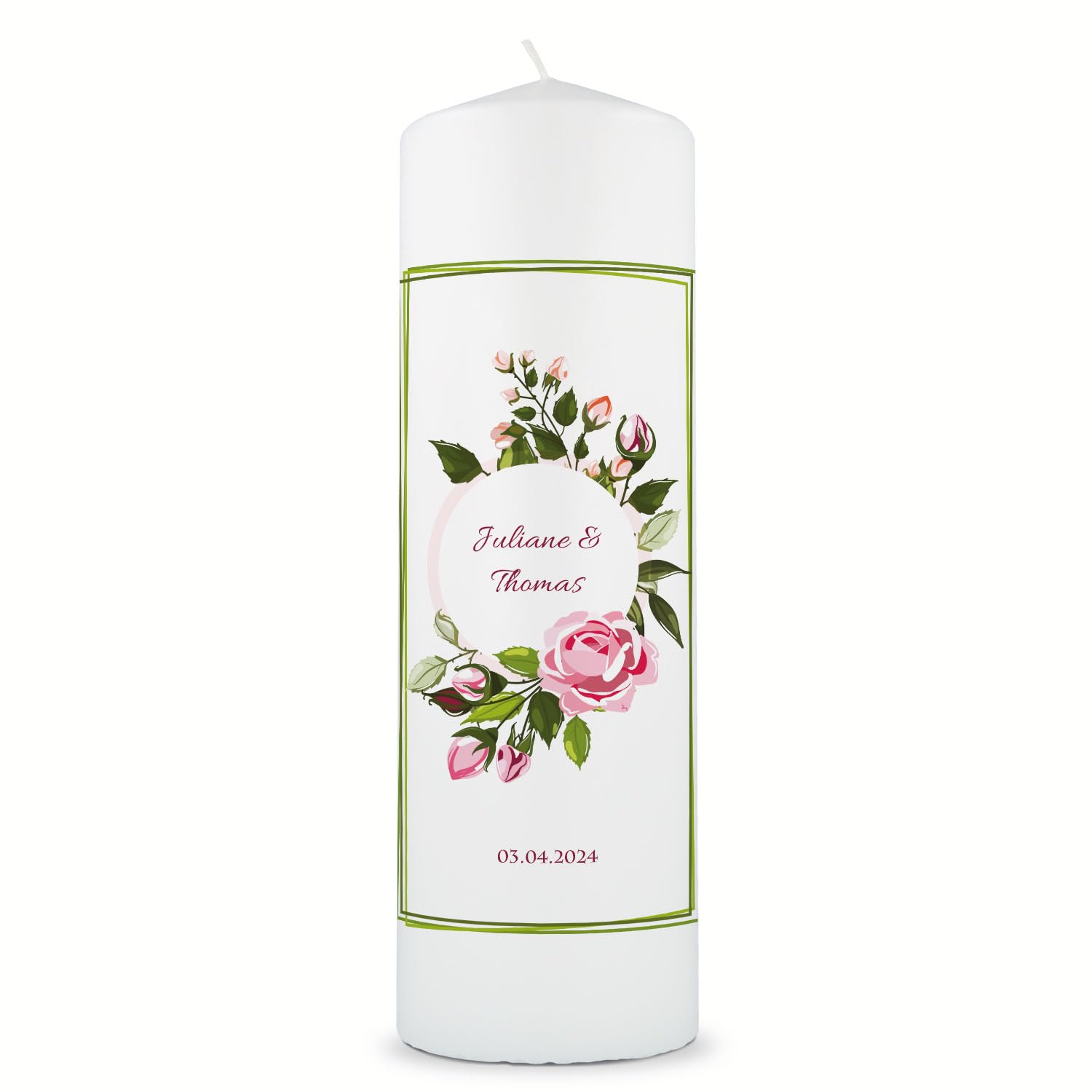 Candela A Colonna Personalizzata GRAVURZEILE Con Stampa UV - Design Perle Per 30 Anni Di Matrimonio, Con Nome E Data, 250/80 Mm, Bianco - 4