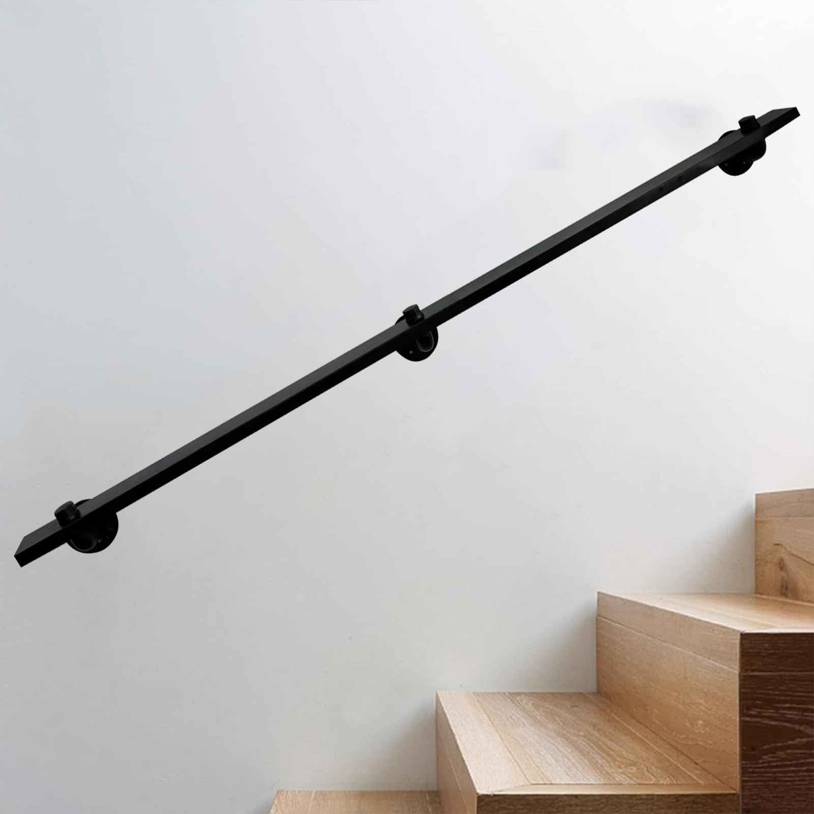 Trapleuning Leuning Antislip balustrade Industriële gegalvaniseerde stalen buis Op de muur gemonteerd Mat zwarte trapleuning