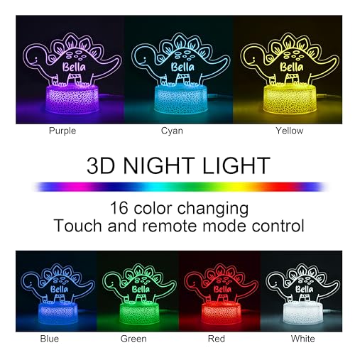 Lámpara de noche personalizada dinosaurio para bebé miniatura 3