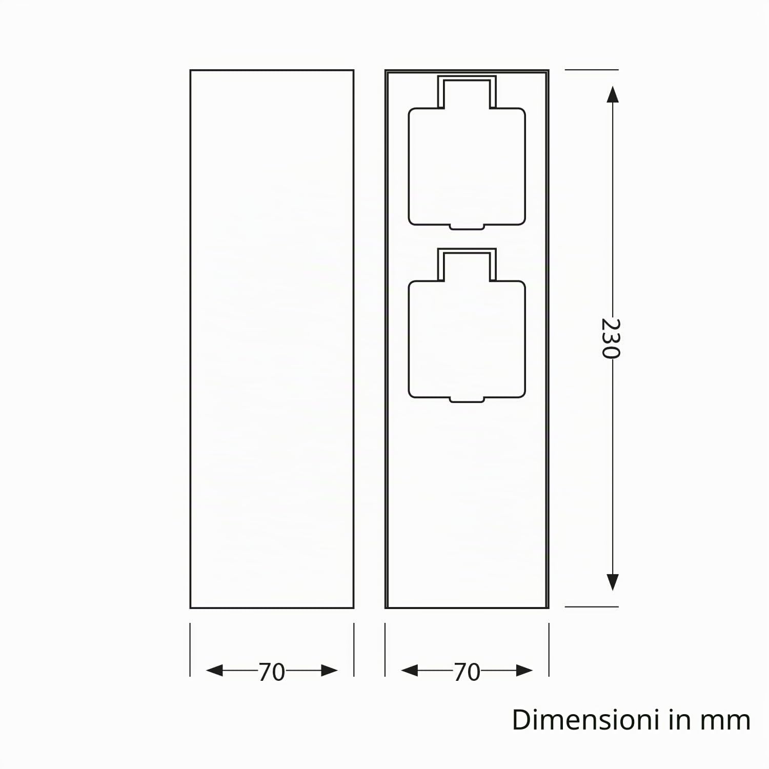 ledscom.de Colonnina con 2 prese da giardino POMI per esterni, IP44, doppia, acciaio inossidabile, nera, squadrata, 23 cm