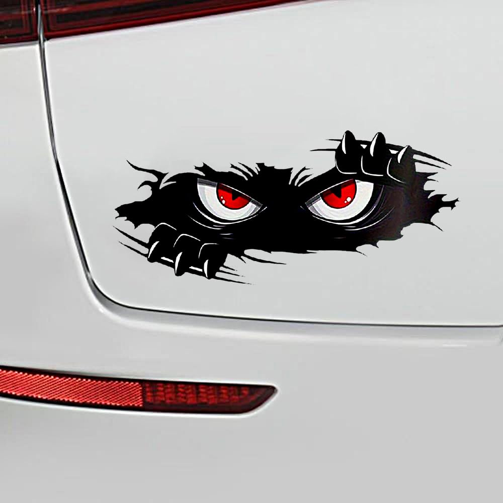 2 adesivi in vinile con occhi di mostro, impermeabili, per auto, camion, moto, adesivi decorativi horror spaventosi per laptop, finestre (A-205)
