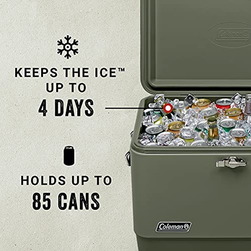 Image of Coleman Reunion Premium Portable Cooler 54qt Steel Belted Leak-Resistant Heavy-Duty Latch Handles & Drain Built-in Bottle Opener Perfect for Camping Tailgating Beach & Picnic