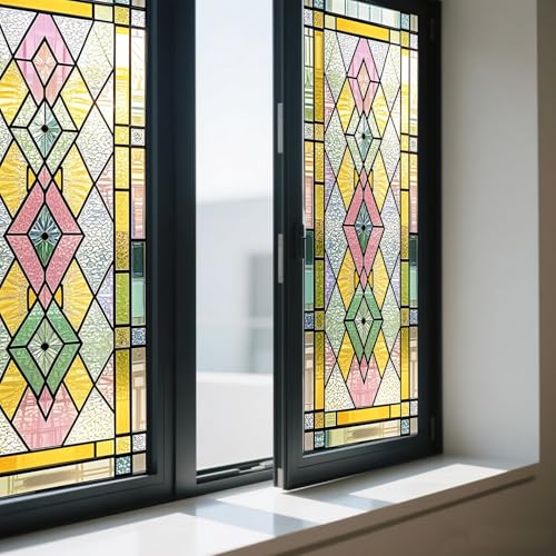 Vinilo adhesivo para ventana con diseño geométrico colorido 17.7 x 39.3 pulgadas miniatura 7