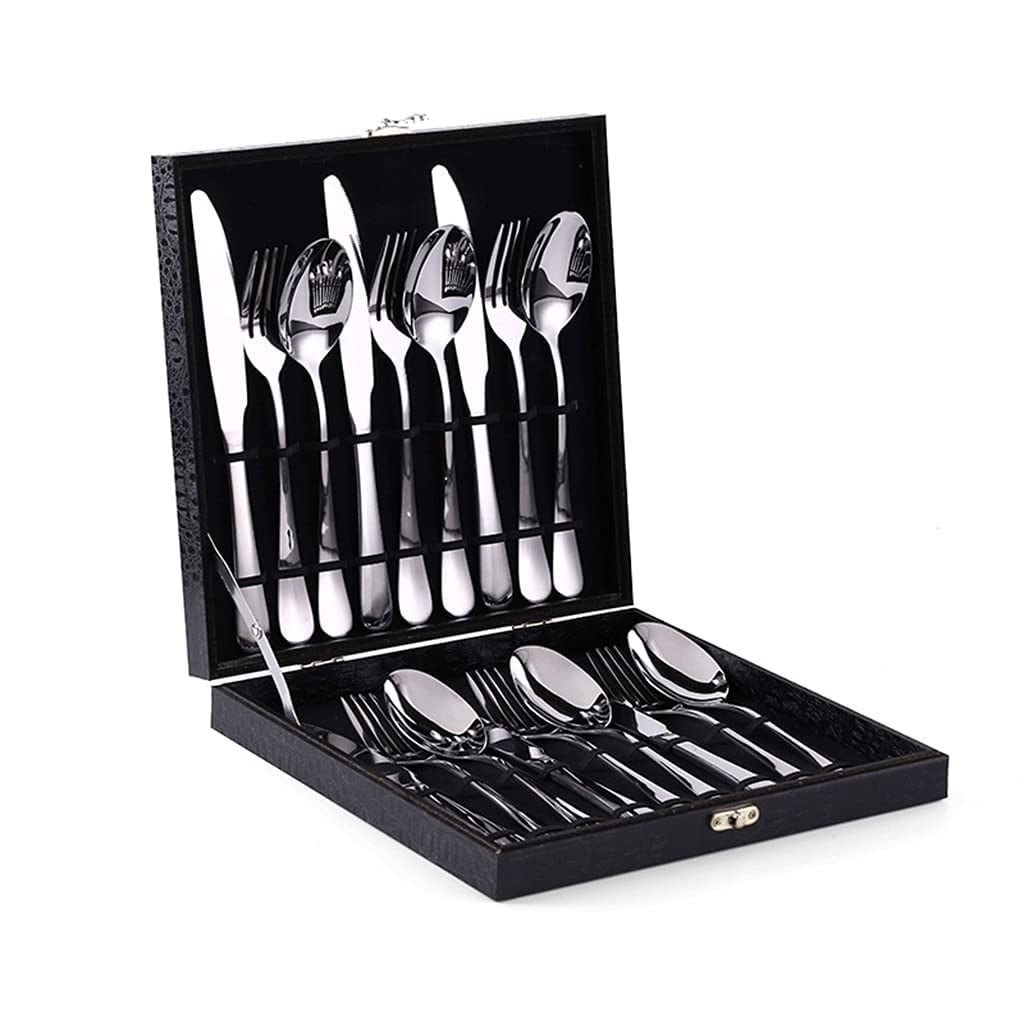 Juego de Cubiertos de Cuchillo, Tenedor y Cuchara de Alta Gama, Juego de Cubiertos de Acero Inoxidable, para Restaurante Familiar, Fiesta de Bodas (Plata 18)
