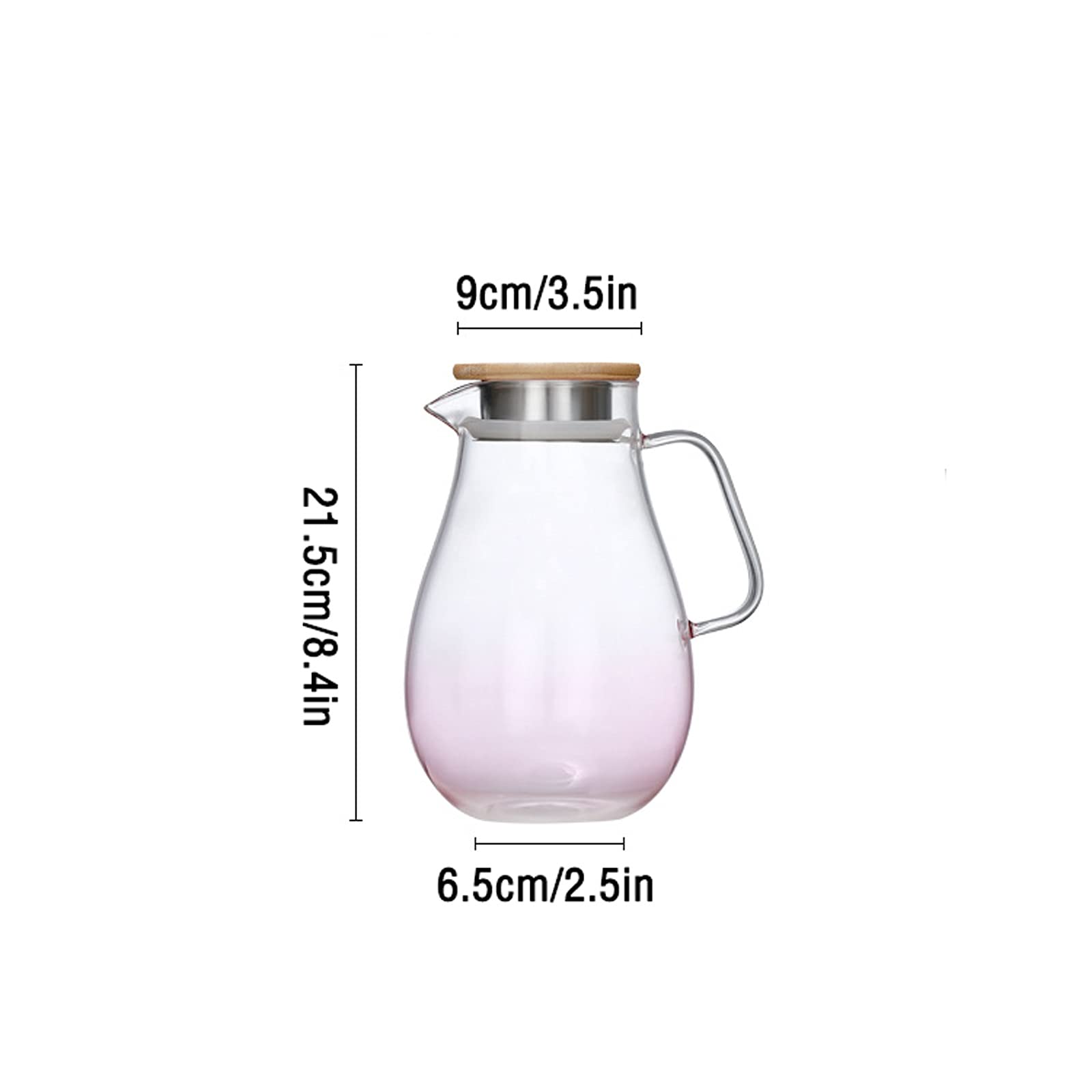 Fruchtsaft Krug Multicolor Glasche Pitcher mit Griff und Auslauf Hochtemperaturbeständige Karaffe Light Luxury Teekannesaftjug (blau/pink) Wasserkrug (Color : Pink)