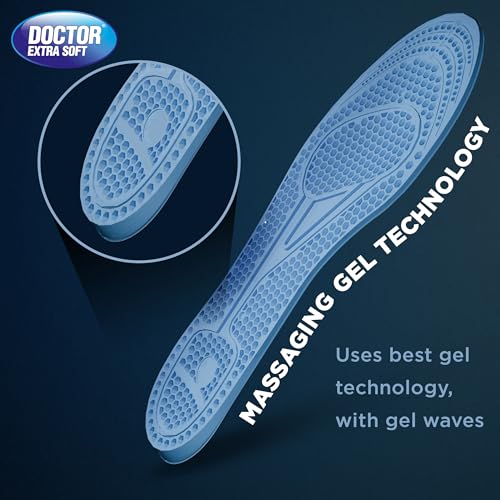 Image of DOCTOR EXTRA SOFT Pain Relief Trimmable Gel Insoles Pack of 2 Pair for Men's Size 7-11| Comfortable & Breathable| Lightweight & Durable| Ideal For Loose Shoes or Replacing Existing Insoles /Inserts