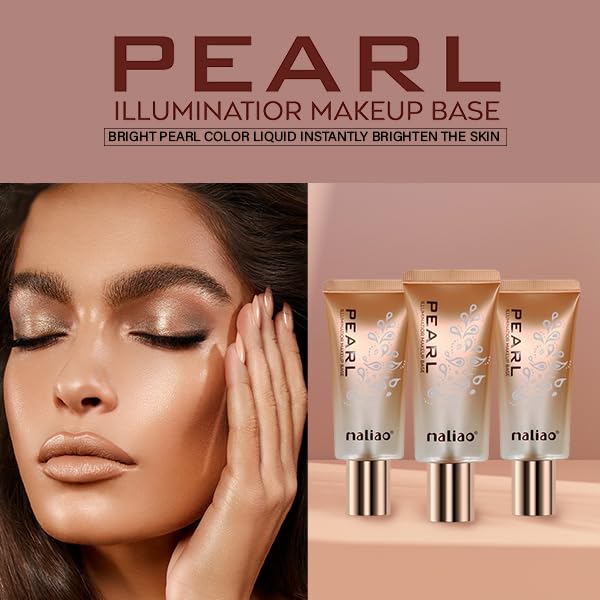 Image of Maliao Pearl Illuminator Makeup Base - Bright Pearl Color for Instant Skin Brightening (GOLDEN PINK) 40g