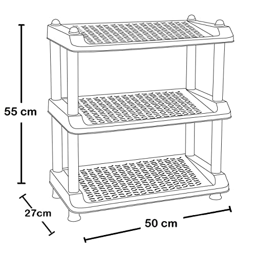 Image of Nabhya Multi-Purpose Standing Home Organizer Stackable Shoe Racks (3 Tier, Grey)