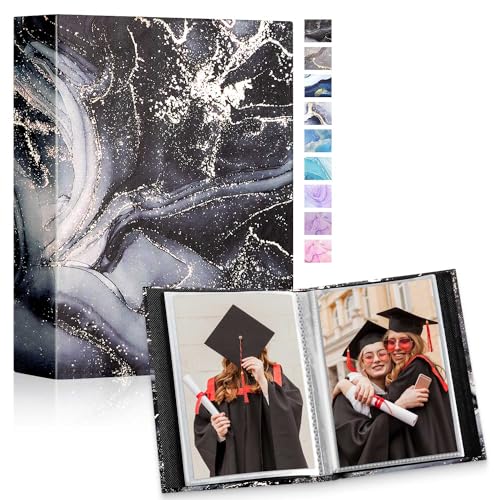 Lanpn Album Fotografico 10x15 50 con Tasche 2 Confezioni, Piccolo Mini Cuoio Porta Foto Album Portafoto Verticale Tascabile Tasca