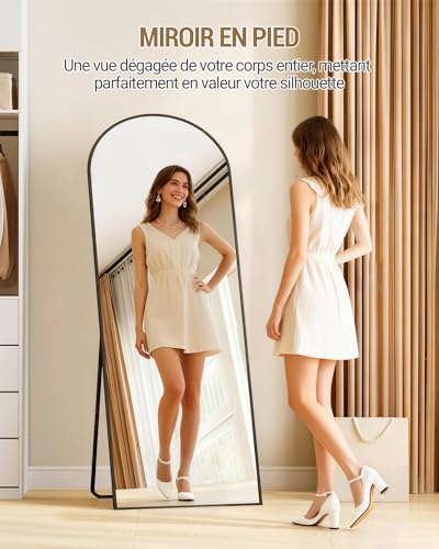 Miroir plein pied arqué 160x50 verre trempé HD Hzuaneri