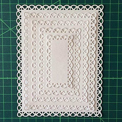 Metal Nested Cutting Dies Scallop Rectangle Frame Embossing Stencil Die Cuts for Card Making Scrapbooking Paper Craft Album Stamps DIY Décor